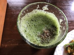 amazing green juice with avocado 🥑  at Crepes Pancake Hut in Dharamshala