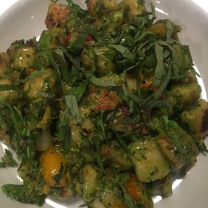 gnochhi in house pesto at Portobello Vegan Trattoria in Portland