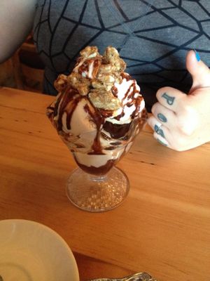 Salted caramel ice cream! at Portobello Vegan Trattoria in Portland