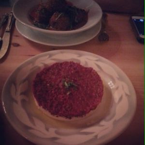 Beet tartare at Portobello Vegan Trattoria in Portland
