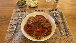 Tofu patties chraime style at Hativonit J17 in Tel Aviv