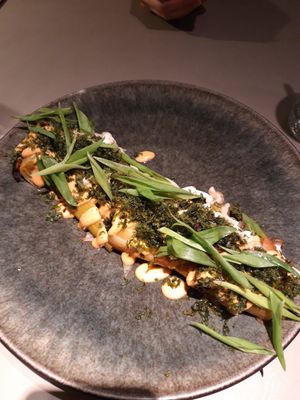 Grilled leek dish at Ülo in Tallinn