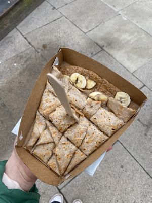 banana and maple syrup at Cambridge Crepes in Cambridge