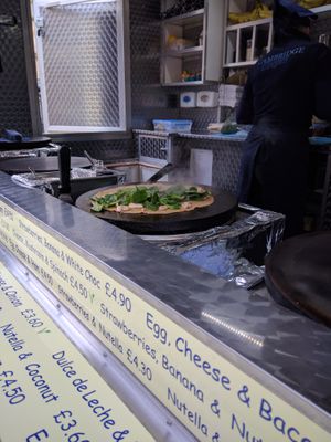 Spinach and Mushrooms on Vegan Buckwheat Crepe at Cambridge Crepes in Cambridge