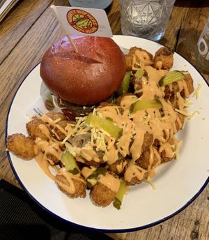Buffalo Burger w/ Dirty Fries at Mighty Wieners  in Bournemouth