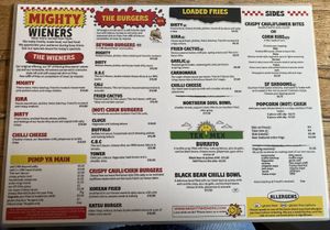 Menu  at Mighty Wieners  in Bournemouth