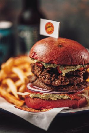 Cali burger with SF oyster mushrooms  at Mighty Wieners  in Bournemouth