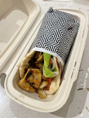 Vegan wrap with plant based chicken   at Zeus Street Greek in Brisbane