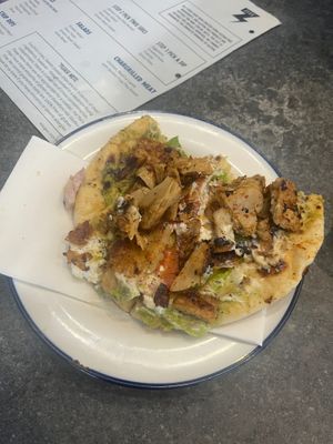 The chicken was inside the wrap and I took it out to inspect it and my husband who isn’t vegetarian tried it and confirmed. at Zeus Street Greek - South in Brisbane