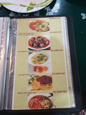 Menu at Thien Tam - Passionate Heart Vegetarian in Da Nang