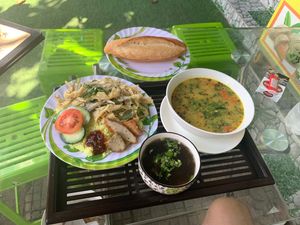 Chicken and rice with bread soup at Thien Tam - Passionate Heart Vegetarian in Da Nang
