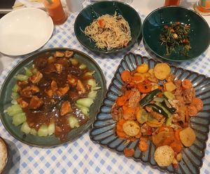 Chinese cuisine set at Bilig Vegan Bistro in Ulaanbaatar