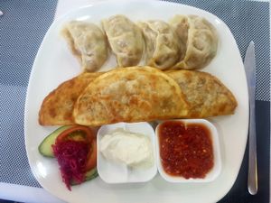 Traditional Mongolian food done vegan at Bilig Vegan Bistro in Ulaanbaatar