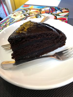 Luna blanca chocolate cake at Bilig Vegan Bistro in Ulaanbaatar