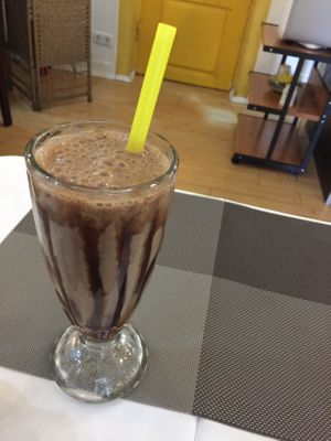 Choco banana smoothie  at Bilig Vegan Bistro in Ulaanbaatar