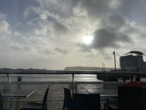 View from our table #Veganuary at Cadwaladers - Mermaid Quay in Cardiff