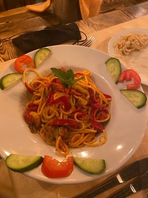 Vegetarian spaghetti (vegan) at Rose in Kalkan