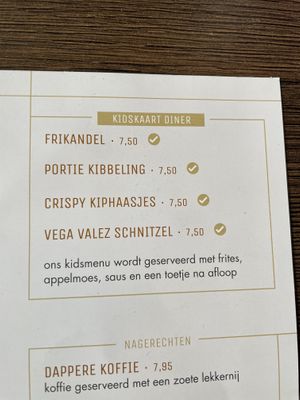 Kids menu  at Dapper in Assen