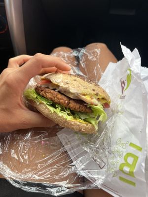 Vegan cheeseburger 😊  at BioHarmony in Belgrade