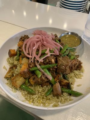 Buenos Ares with coconut rice and carnitas jackfruit  at CALI - South in Tampa