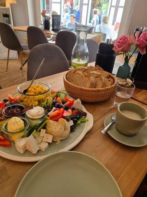 Vegan breakfast for two with scrambled tofu at Teckolo - Cafe. Bistro. Laden. in Tecklenburg
