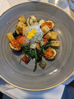 Stuffed zucchini with grilled vegetables and polenta  at Hotel Piran in Piran
