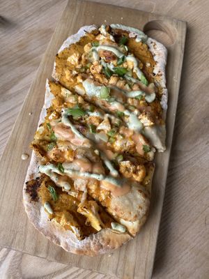 Buffalo cauli flatbread  at Kind Cafe in Vancouver