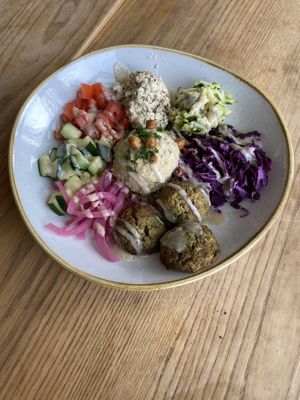 Mediterranean bowl  at Kind Cafe in Vancouver
