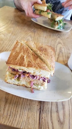Buffalo tofu sandwich at Kind Cafe in Vancouver