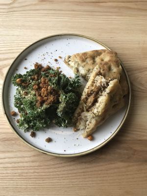 Rueben, Cesar kale salad at Kind Cafe in Vancouver