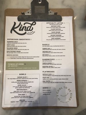 Menú  at Kind Cafe in Vancouver