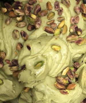 vegan pistachio ice cream at Gelateria Jimmy in Muggia