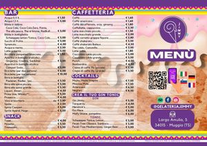 OUR MENU FOR TABLE SERVICE at Gelateria Jimmy in Muggia