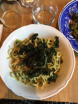 Pesto pasta at Harju 8 in Helsinki