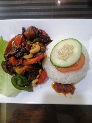 Monkey head mushrooms rice at Metta Cafe in East Singapore