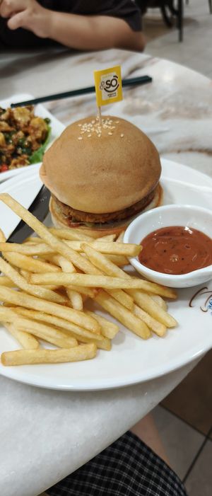 Burger set at Metta Cafe in East Singapore