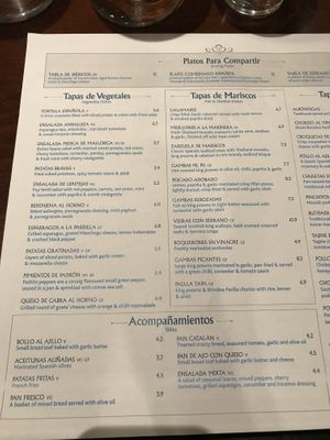 Standard menue with vegan dishes  at Cafe Andaluz - George St. in Edinburgh