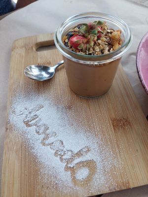 Mousse de chocolate vegan at Avocado in Obidos