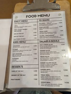 Menu at Avocado in Obidos