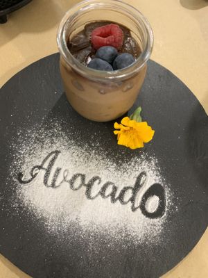 Mousse de chocolate vegan at Avocado in Obidos