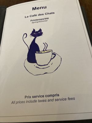 Menukaart   at Le Cafe des Chats in Paris