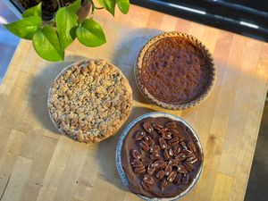 Freshly made VEGAN whole Pies from our Deli for Thanksgiving! at Ocean Beach People's Organic Foods Co-op in San Diego