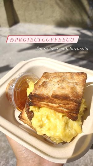 Impossible egg cheez biscuit with spicy maple at Project Coffee - Burns Court in Sarasota