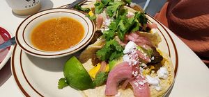 Three tacos at Project Coffee - Burns Court in Sarasota