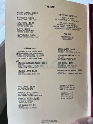 Drink menu January 2026  at Project Coffee - Burns Court in Sarasota