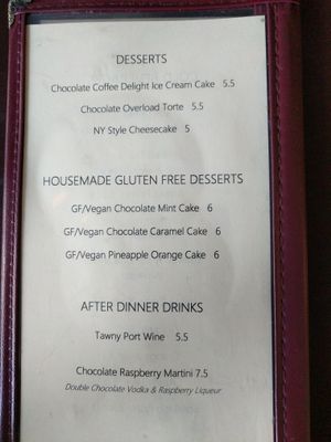 Dessert menu at Marco Polo Global Restaurant in Salem
