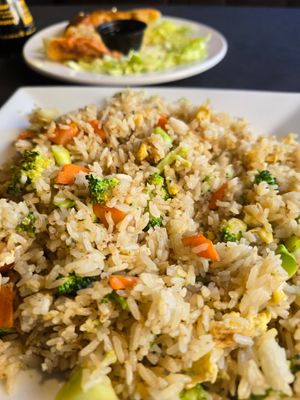 Fried rice and Vegan potstickers at Marco Polo Global Restaurant in Salem