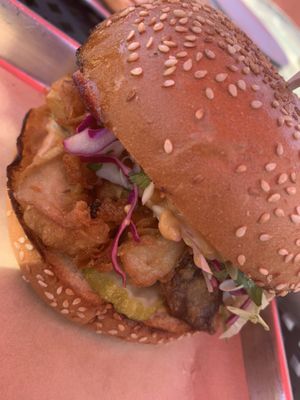 King trumpet mushroom burger 🍔  at Craft Roots  in Morgan Hill