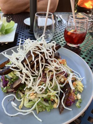 Lions Mane salad and organic blueberry hibiscus iced tea   at Craft Roots  in Morgan Hill