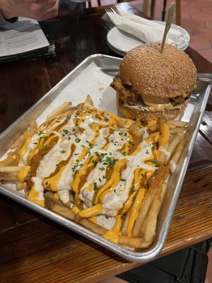 Buffalo Ranch Mushroom Sandwich with Chili Cheeze Fries  at Craft Roots  in Morgan Hill